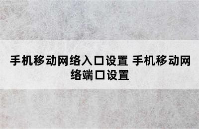 手机移动网络入口设置 手机移动网络端口设置